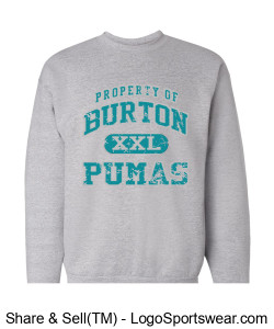 Property of Burton Pumas Distressed Crewneck Sweatshirt Design Zoom